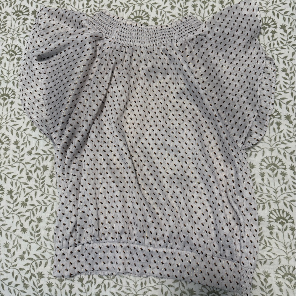 Express White and Brown Textured Top